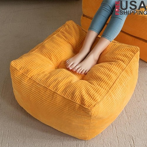 Soft corduroy square pouf - square,