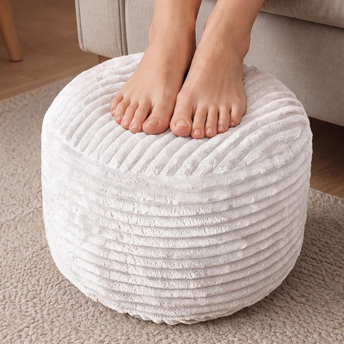 Round pouf ottoman - pouf, ottoman,corduroy