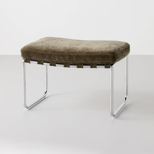 Modern ottoman with chrome - modern,