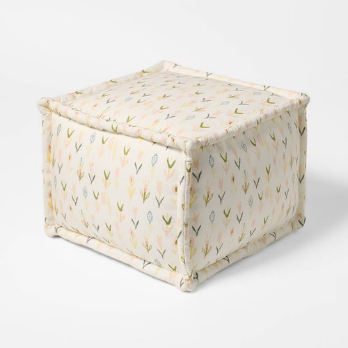 Woven cotton printed pouf - woven,
